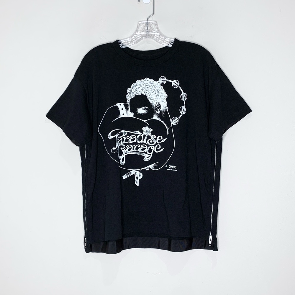 Sacai Paradise Garage Side Zip T-Shirt (Sz 4 / XL) Deconstructed Tee Black White